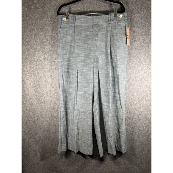 Nanette Lepore Pants Women XL Blue Pull On Wide‎ Leg Relaxed Old Money Coastal - Picture 1 of 8